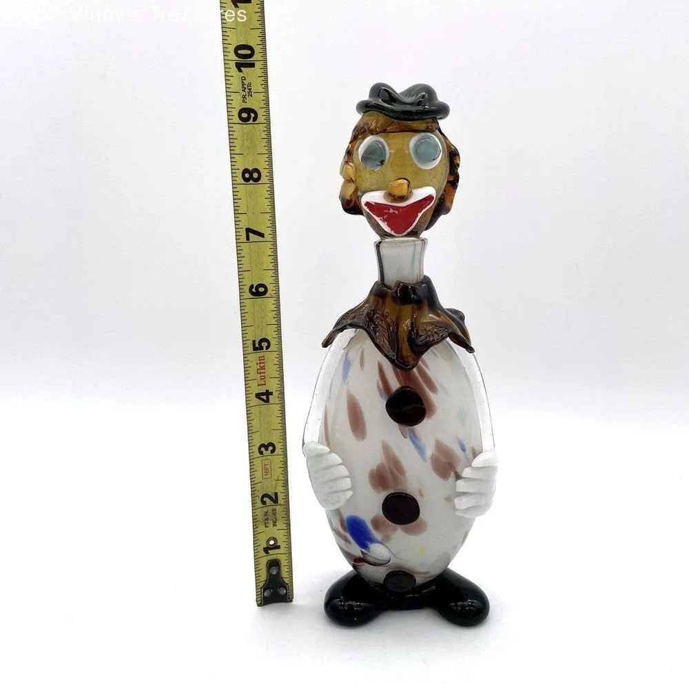 Vintage Art Glass Clown Decanter Bottle Hand Blown Venetian Glass Figurine
